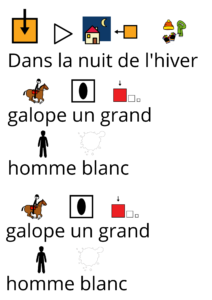 Texte chanson dans la nuit de l'hiver pictogrammes